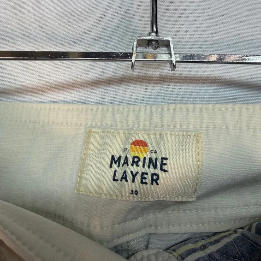 Marine Layer Mens Retro Striped Board Shorts Cream Blue Yellow Size 30